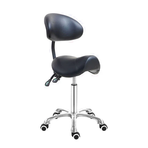 Antlu Saddle Stool Chair with Back Support, Ergonomic Esthetician Stool Chair for Salon Tattoo Spa Medical Dentist Clinic (with Backrest, Black)