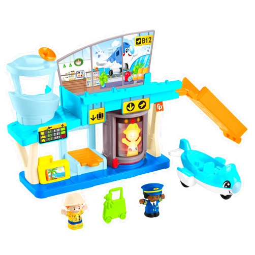 Fisher-Price Little People Toddler Toy Everyday Adventures Airport Playset with Airplane for Preschool Pretend Play Ages 1+ Years