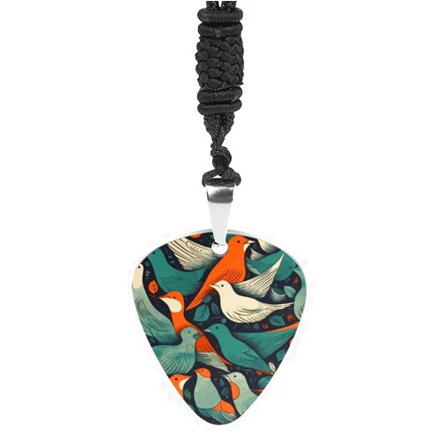 JTKLQDH Exquisite Titanium Steel Necklace,Flock of Birds Print Versatile Necklace,creative Pick Necklace