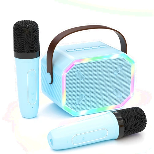 Nibour Kids Mini Karaoke Machine for Boys Girs, Cute Little & Portable Bluetooth Speaker with 2 Wireless Microphone, Home Party, Birthday Gifts for Boys 4 5 6 7 8 9 10 11 12+ Year Old Teen Toys. (Blue)