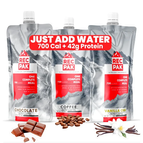 RecPak Performance Ultralight Instant Meals For Your Next Adventure | 700 Cal 42g Protein I Mixed Flavors (3-Pack)