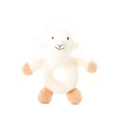 Apricot Lamb Baby Lovey Lamb Soft Rattle Toy, Plush Stuffed Animal for Newborn Soft Hand Grip Shaker Over 0 Months (Cream Lamb, 6 Inches)