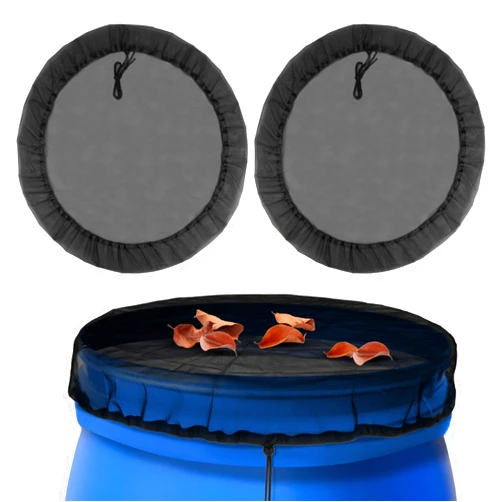 MAQIHAN 2PCS Mesh Cover for Rain Barrel with Drawstring - 37.4 Inch Fine Mesh Water Barrel Screen, Reusable Water Collection Buckets Net for Preventing Fallen Leaves Debris Small Objects in Outdoor Garden