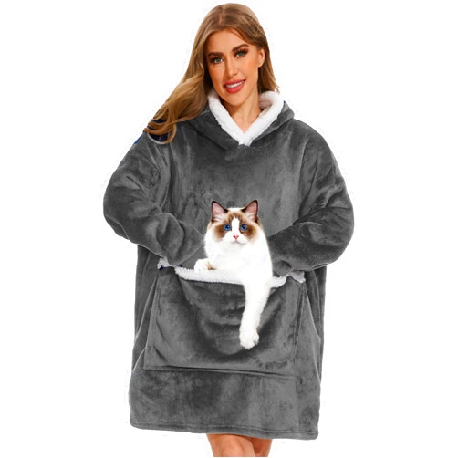 Bupekbee Wearable Blanket Hoodie with Giant Pocket, Soft Sherpa Fleece Warm Cozy Oversized Blanket Sweatshirt Gifts for Women