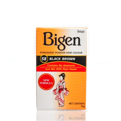 Bigen Permanent Powder Hair Color 58 Black Brown 1 ea (Pack of 4)