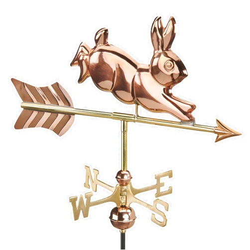 Good Directions Rabbit Cottage Weathervane, Polished Copper, Includes Roof Mount