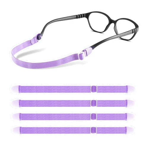 Lvvfit Kids Glasses Strap Adjustable Eyeglasses Strap Elastic Eyeglass Band Sports Glasses Strap for Toddler Kids Boys Girls (4pcs Purple)