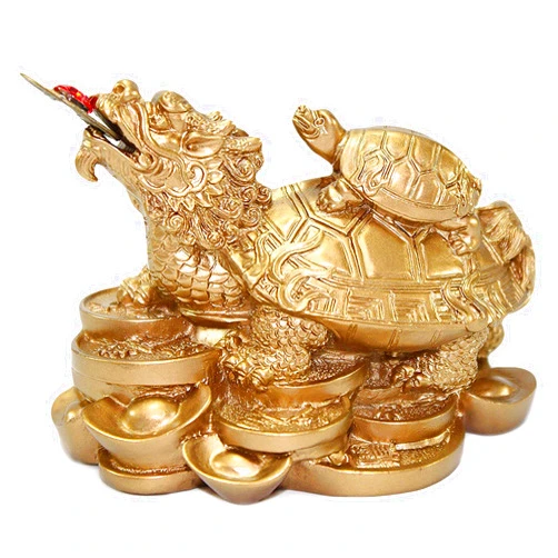 We Pay Your Sales Tax Feng Shui Gold Dragon Turtle Wealth Protection Statue Figurine Housewarming Congratulatory Paperweights Gift Home Decor