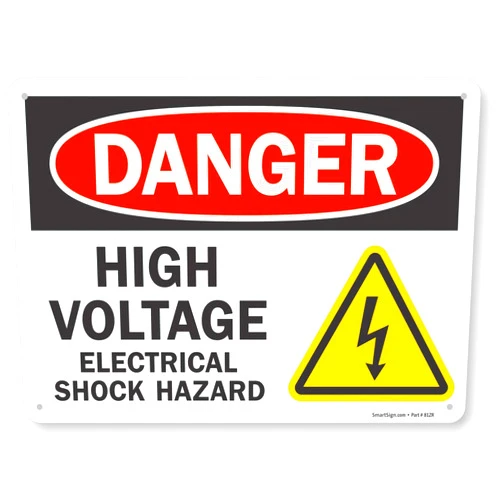 SmartSign 10 x 14 inch “Danger - High Voltage, Electrical Shock Hazard” OSHA Metal Sign, 40 mil Laminated Rustproof Aluminum, Multicolor