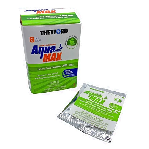 Thetford AquaMAX Summer Cypress Scent RV Holding Tank Treatment, Formaldehyde Free, Waste Digester, Septic Tank Safe, 8 Count Dripack (96674)