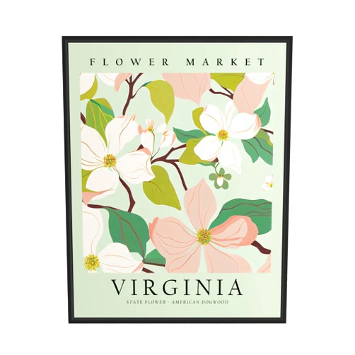 HomeArtPrint Virginia Art Print, Virginia Poster Wall art Decor, Virginia State Map Travel Poster, Home Office Wall Decoration, Bedroom, Living Room Artwork. (Virginia A, 11x14 inches (Unframed))