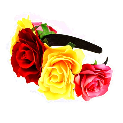 Accesyes Custom Mexican Flower Crown Day of the Dead Headpiece Hawaiian BOHO Frida Floral