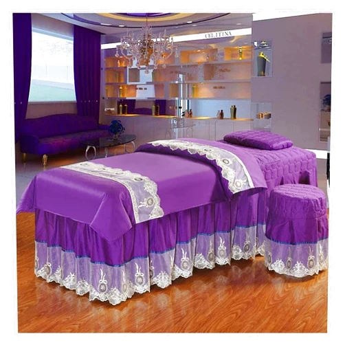 MADPET 4-Piece Art Massage Table Sheet Skirt Set - Solid Color Massage Table Cover Salon Beauty Bedspreads Linens with A Face Breath Hole 70x190cm(28x75inch), GAOXYUAN2025631
