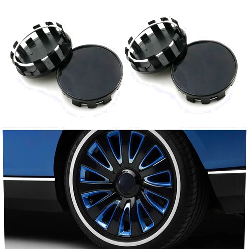 KITUREK 4PCS Wheel Center Caps for Rims, Snap-in Plastic Wheel Center Hub Cap Cover, Universal Car Accessories (Outer 54MM/2.13 Inch, Inner 45MM/1.75 Inch) (Black)