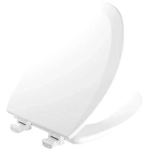 Mayfair 18440EC Open Front Toilet Seat and Lid, Easy Clean Hinges and Durable Wood Seat, Made in USA, Elongated, White