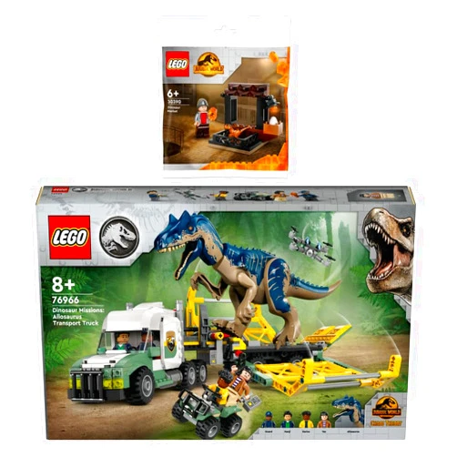 BRICKCOMPLETE Lego Jurassic World Set: 76966 Dinosaur Missions: Allosaurus Transporter & 30390 Dinosaur Market Polybag