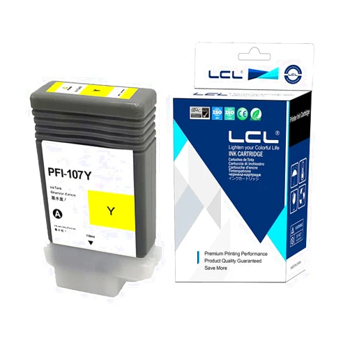 LCL Compatible Ink Cartridge Replacement for Canon PFI107 PFI-107 PFI107Y PFI-107Y 6708B001 Image Prograf iPF670 IPF 670 MFP L 24 IPF 670 Series iPF770 IPF 770 L 36 IPF 770 (1-Pack Yellow)