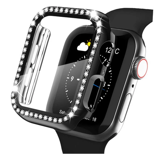 Recoppa Compatible for Apple Watch Case with Screen Protector for Apple Watch 38mm Series 3/2/1, Bling Crystal Diamond Rhinestone Ultra-Thin Bumper Full Cover Protective Case for Women Girls iWatch