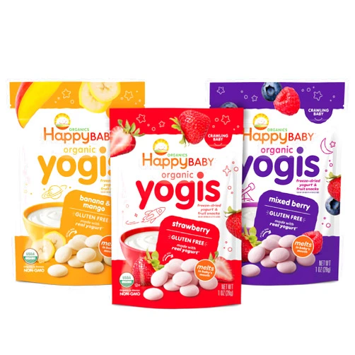 Happy Baby Organics Yogis Freeze-Dried Yogurt & Fruit Snacks, 3 Flavor Variety Pack, 1 Ounce (Pack of 3)