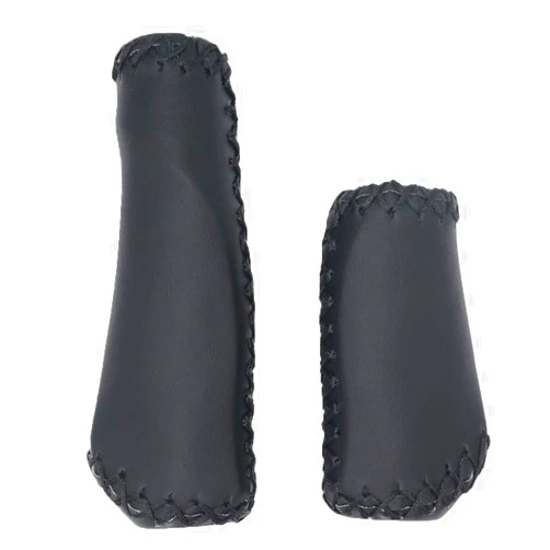 BBxunsless 1 Pair Casual Retro Beach Cruiser Bike Handle Long/Short Grips Artificial PU Leather Bike Handlebat Grips for Most MTB BMX Road Bicycle 22.2x135/93mm