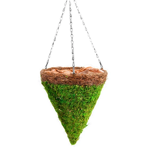 SuperMoss (29282) Mossweave Hanging Basket - Cone, Fresh Green with Wicker Rim, Large (12.5)
