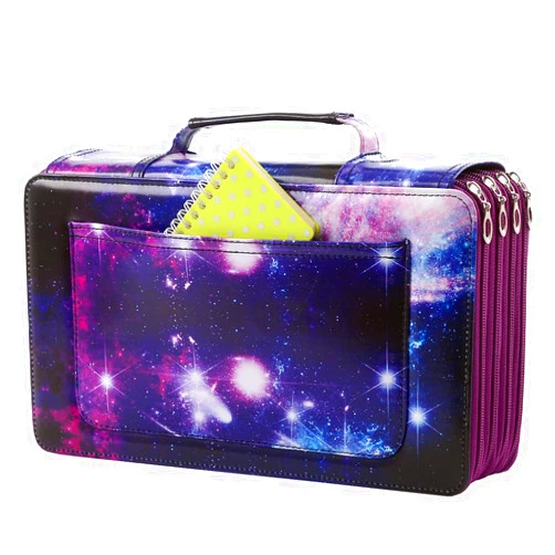 Lbxgap Colored Pencil Case- 300 Individual Slots Pencil Holder Pen Bag Large Capacity Pencil Organizer with Handle Strap Handy Colored Pencil Box with Printing Pattern