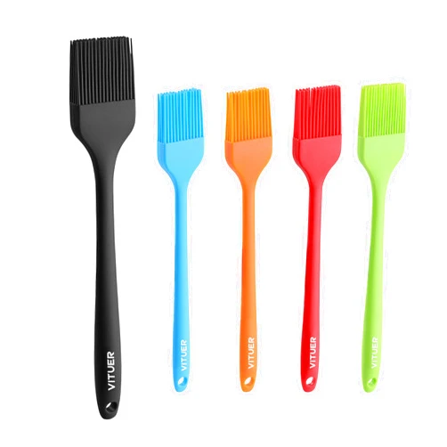 VITUER Silicone Basting Pastry Brush, 5 PCS Colorful Silicone Food Brush for Baking Cooking BBQ Grill Spread Oil Butter Sauce, Heat Resistant, Dishwasher Safe (5Pack, Rainbow Colors)