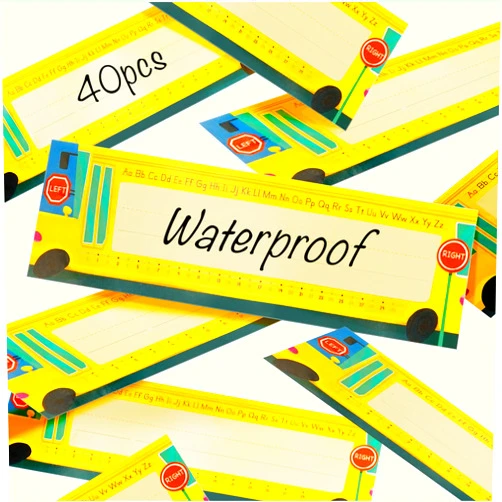 Dotimo kids 40 PCS Desk Nameplates for Classroom, Name Plate for Desk with Alphabet, Number Line, Traditional Manuscript Name Plate for Classroom School Student(12” x 3.5”)