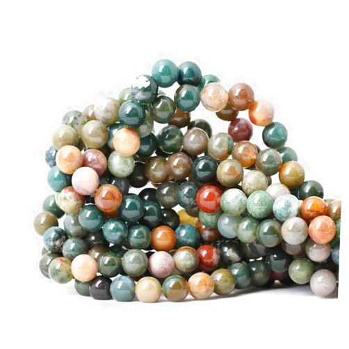 CHEAVIAN 45PCS 8mm Natural Indian Agate Gemstone Round Loose Beads for Jewelry Making DIY 1 Strand 15