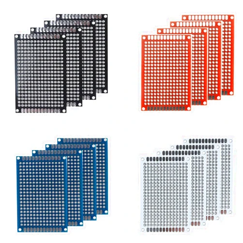 Enksagd 20 Pcs(4x6cm) Double Sided PCB Board Prototype Kit Soldering 4 Colour Universal Printed Circuit Board for DIY Soldering and Electronic Project