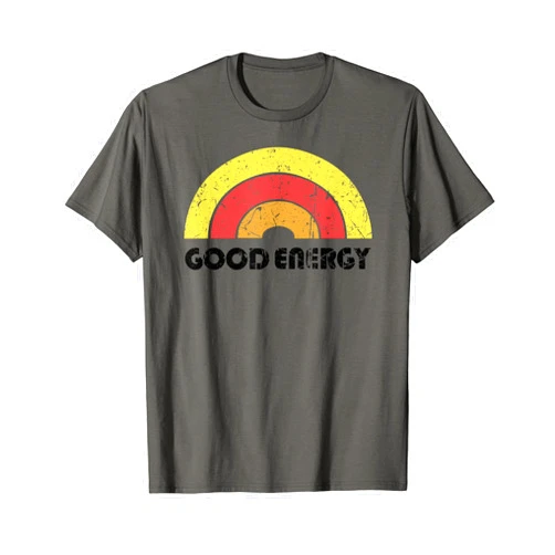 Good Energy Boho Vintage Tees Good Energy Vintage Sunny Rainbow Boho Hippie Cute Yoga Vibe T-Shirt