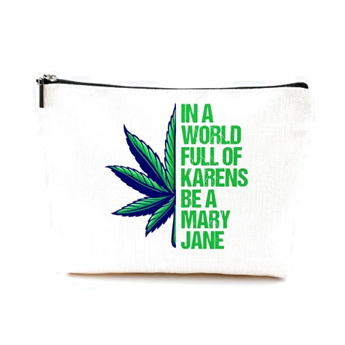 DJHUNG Inspired Marijuana Weed Leaf Cosmetic Bag Makeup Bag Funny Quotes Friendship Gifts for Women Friends Mom Grandma Sister Bestie Daughter Graduation Birthday Christmas