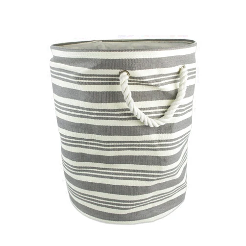 DII Woven Paper Storage Bin, Urban Stripe, Urban Gray, Medium Round