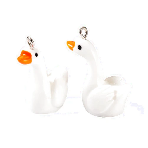 BB Beadthoven Beadthoven 40pcs Mini Swan Resin Charm Pendants Cute 3D Mini White Goose Farm Animal Dangle Charm Beads for DIY Jewelry Making Earring Necklace Keychains Making Accessories
