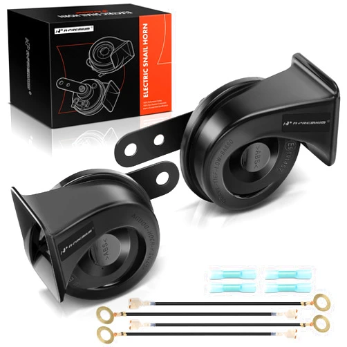 A-Premium Dual Snail Horn High Low Universal Electric Horns - 12V 110dB - Compatible with most Passenger Cars, Commercial/Off-Road Vehicles, Gas Cars, Electric Cars, Motorcycles & Trucks, 80 mm