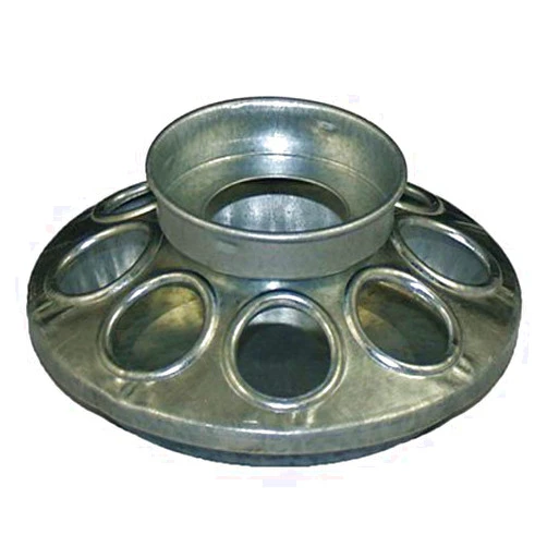 Rocky Mountain Goods Chick Feeder Base for Jar - Jar Feeder for Small Birds and Chickens - Galvanized Rust Proof Steel - 8 Feed Holes - Easy to Attach Glass or Plastic jar