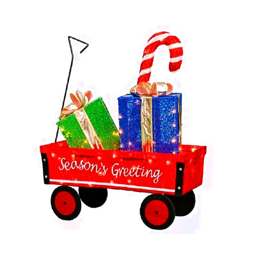 Generic Holiday Christmas Wagon with Gift Boxes - Pre-Lit (31 Inches Wide) Christmas Decoration (2022)