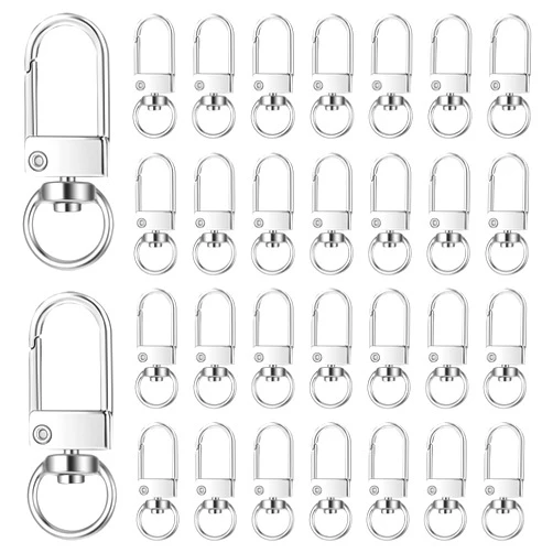 Salbsever 30 Pieces Silver Metal Lobster Claw Clasps, Swivel Lanyards Snap Hooks Key Chain Hooks DIY Claw Clasps for Jewelry Purse Jewelry Making Bags Keychain Connector Art Crafts