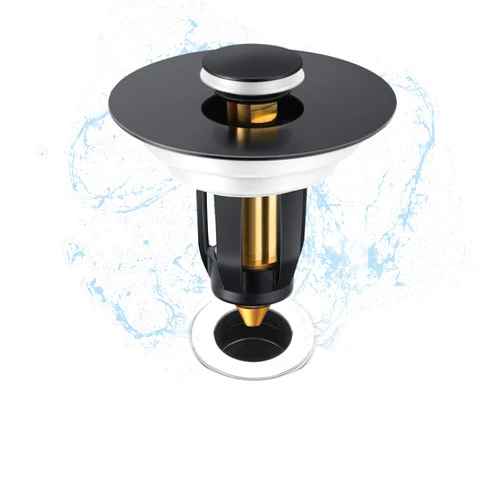 Herogo Universal Bathroom Sink Drain Stopper for Vessel Sink Lavatory Vanity Holes, Pop-Up Basin Brass Bounce Core Bathtub Stopper Sink Drain Strainer Cover with Basket Hair Catcher Filter,Matte Black