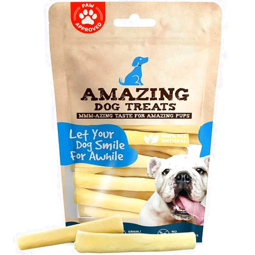 Amazing Dog Treats - Cow Tail Dog Chews (6 Inch Regular - 6 Pack) - Sourced from 100% Grass Fed Cattle - All Natural - Long Lasting Chew for Dogs - Rawhide Alternative for Dogs