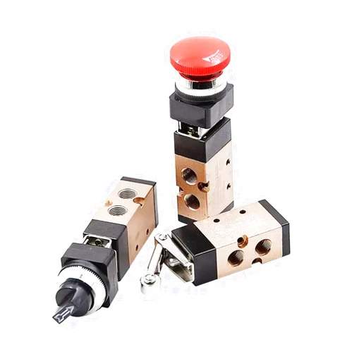 FZWHWOHA 1PCS Pneumatic Two-Position Five-Port-Position Five-Way Mechanical Valve Roller Wheel Button Type MSV-86522R/TB/EB MSV(MSV-86522TB,Without Connector)