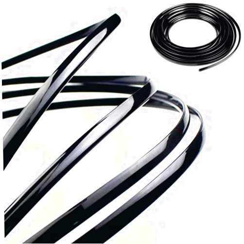 OTOLIMAN Black Sticky 5m 16feet Car Door Edge Scratch Guard Trim Molding Protector Cover U Shape Air Vent Edge Decoration