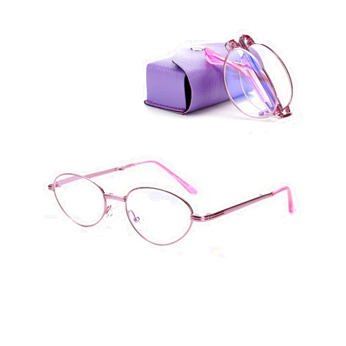 TERAISE Folding Reading Glasses for Women, Anti Blue Light Compact Readers Portable Case, Lightweight Metal Eyeglasses