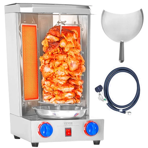 VEVOR Shawarma Grill Machine, 13 lbs Capacity, Chicken Shawarma Cooker Machine with 2 Burners, Gas Vertical Broiler Gyro Rotisserie Oven Doner Kebab Machine, for Home Restaurant Kitchen Parties