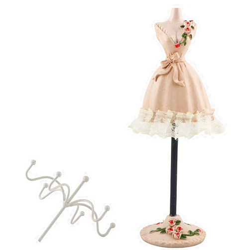 Sunicon Fashion Jewelry Display Stand, Hanging Jewelry Organizer Holder Human Model Rotatable Bracket Mannequin Princess Dress Jewelry Stand Organizer for Women (Champagne No. 1)