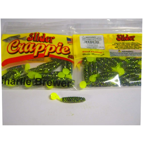 Charlie Brewer 1.5 inch Crappie Slider Grub Mardi gras 2 Packs