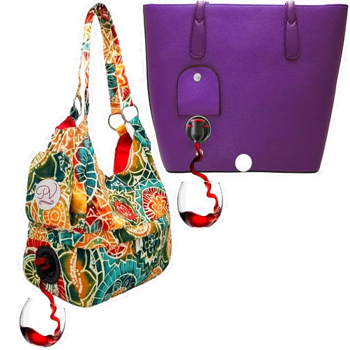 PortoVino Vegan Leather Designer Wine Purse/Tote With Hidden Spout/Holds 1.5 Liters Swankey Terracotta Beverage Tote with Hidden, Insulated Compartment, Pours 4 bottle of Wine from Cooler!