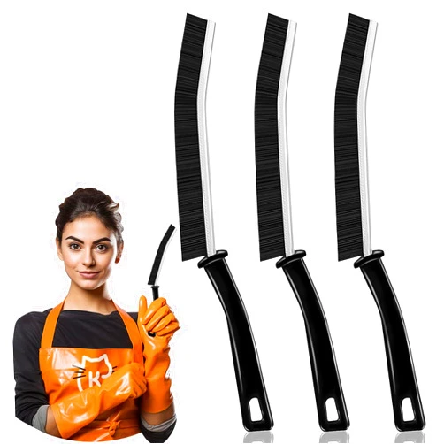 YARWAYER Hard Bristle Crevice Brush, 3Pcs Gap Cleaning Brush Crevice Brush Scrub Brush Stiff Cleaning Brushes Multifunctional Grout Cleaner for Tile Joints, Floor Lines, Kitchen, Black