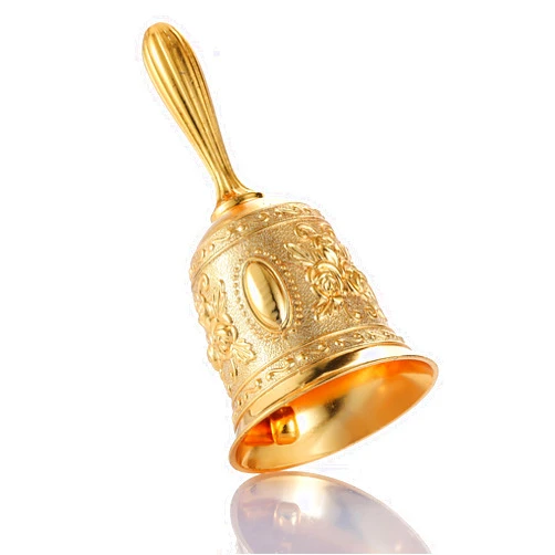Homelavie Super Loud Solid Brass Gold Hand Call Bell for Ringing at Wedding, Hand Bells for Seniors Bedside, Teacher Classroom Bell, Dinner Bell, Tibetan Bells, Meditation Bell, Gift for Bedridden Mom