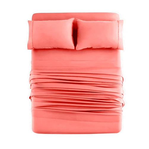 Mohap Full Size - Bed Sheet Set 4 Pieces - Double Brushed Microfiber - Soft Breathable and Fade Resistant - Coral
